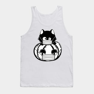 Black cat and pumpkin in face mask Tank Top